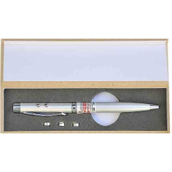 wskaźnik laserowy długopis latarka etui srebrny